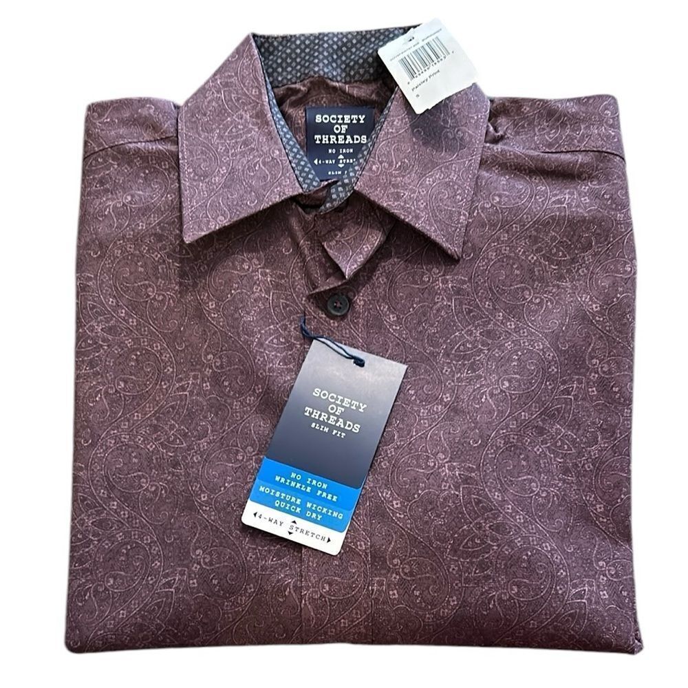 NEW Society of Threads Dark Purple Men's Shirt